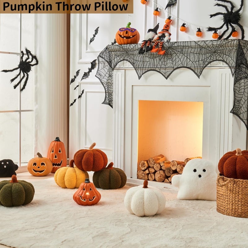 Vdoioe Pumpkin Pillow, 2 Pcs Thanksgiving Pumpkin Throw Pillow 11.8 x 6 Inch Fall Pillow Thanksgiving Cushion Pumpkin Shaped Throw for Halloween Pillow Bedroom Sofa Couch Fall Decor - Image 4